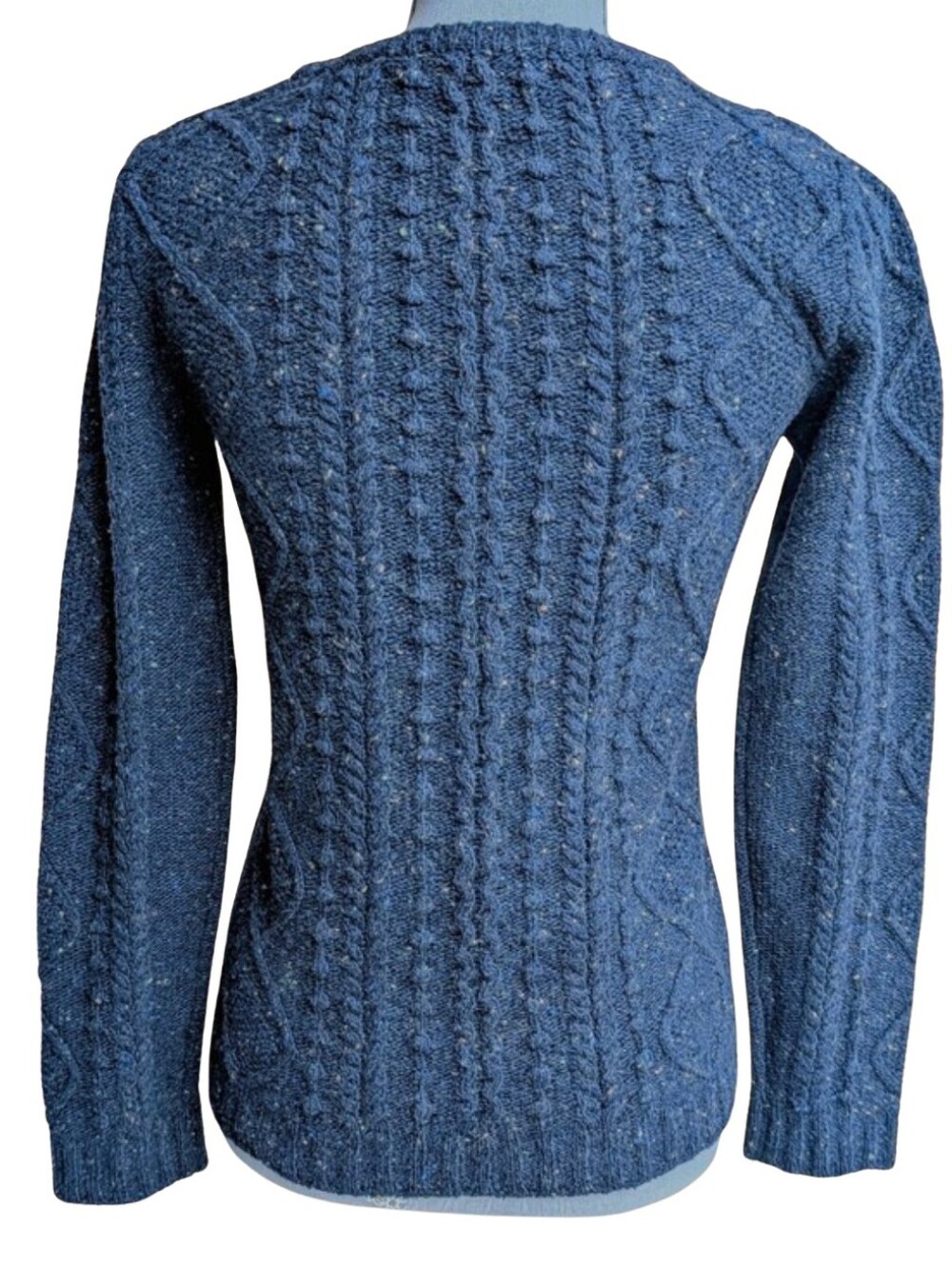 Boden Wool Blend Cable Knit Donegal Tweed Sweater Navy Blue US 4 - Picture 2 of 6
